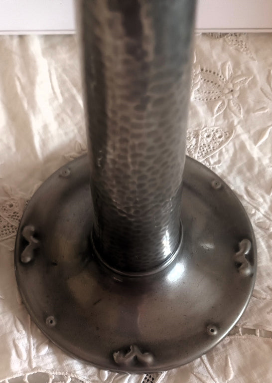 Pair Arts and Crafts Pewter Candlesticks 1h