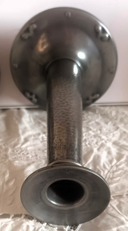 Pair Arts and Crafts Pewter Candlesticks 1o