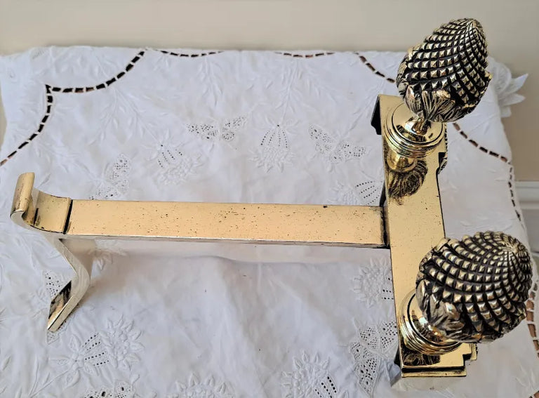 Pair of Antique English Georgian Brass Andirons