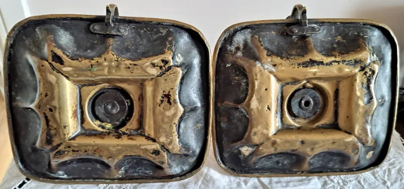 Pair of Antique English Georgian Brass Chambersticks