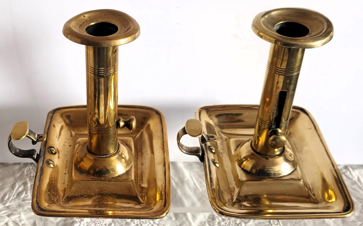 Pair Brass Chambersticks 2c