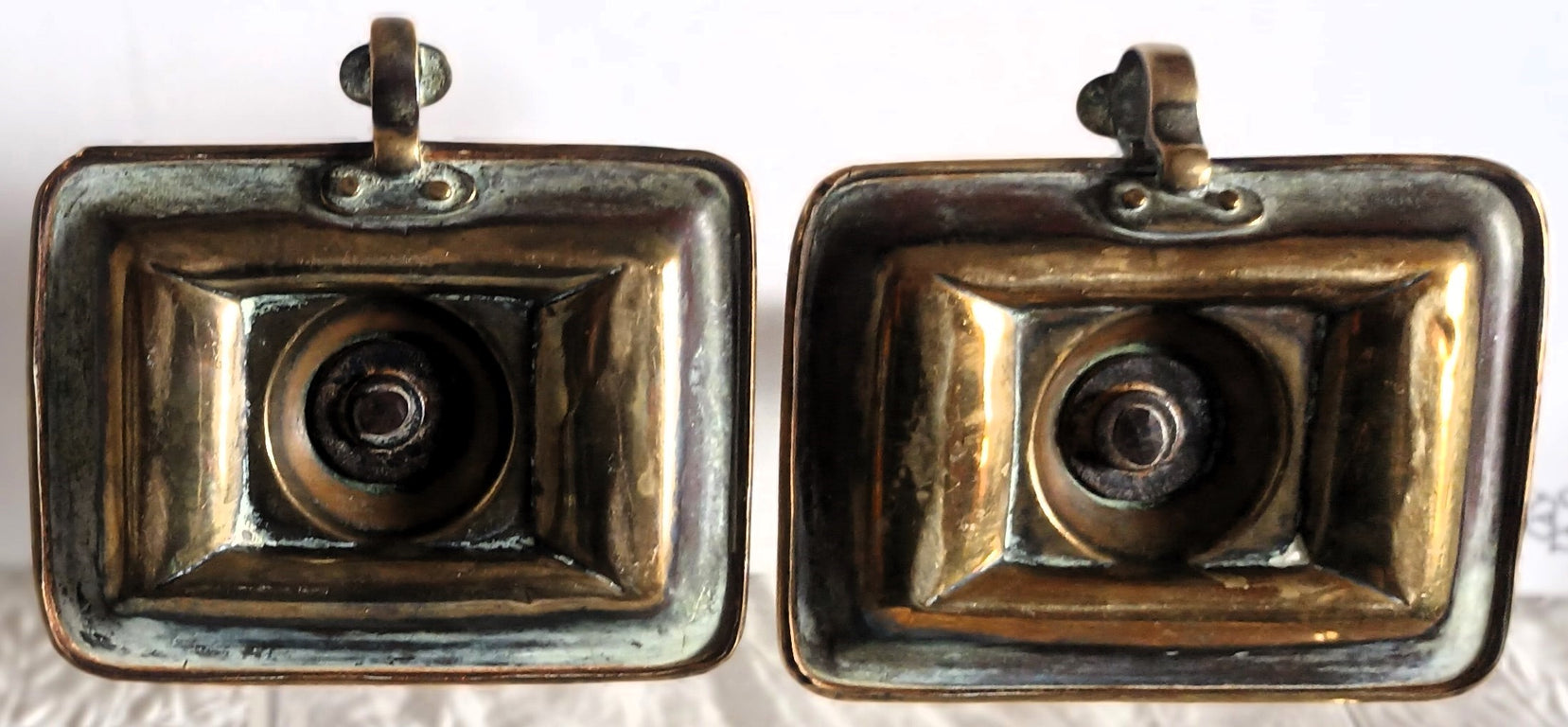 Pair of Antique English Georgian Brass Chambersticks