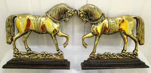Pair of Antique English Georgian Brass Chimney Horses