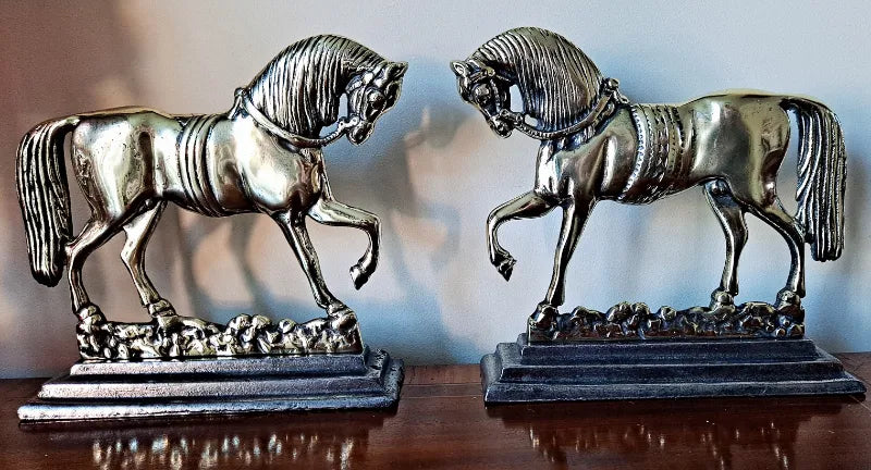 Pair of Antique English Georgian Brass Chimney Horses