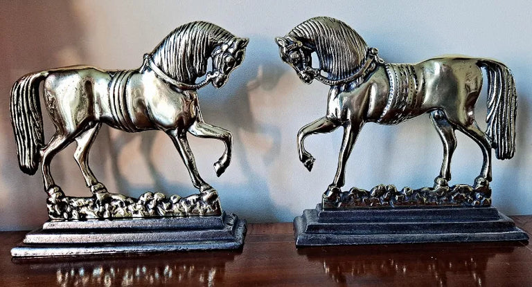 Pair of Antique English Georgian Brass Chimney Horses