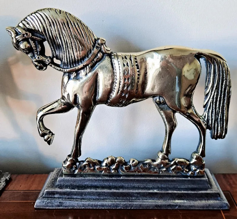 Pair of Antique English Georgian Brass Chimney Horses