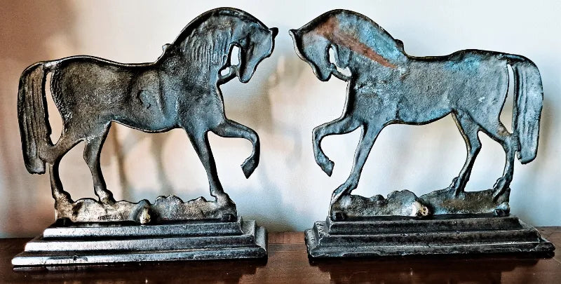 Pair of Antique English Georgian Brass Chimney Horses