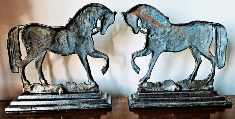 Pair of Antique English Georgian Brass Chimney Horses
