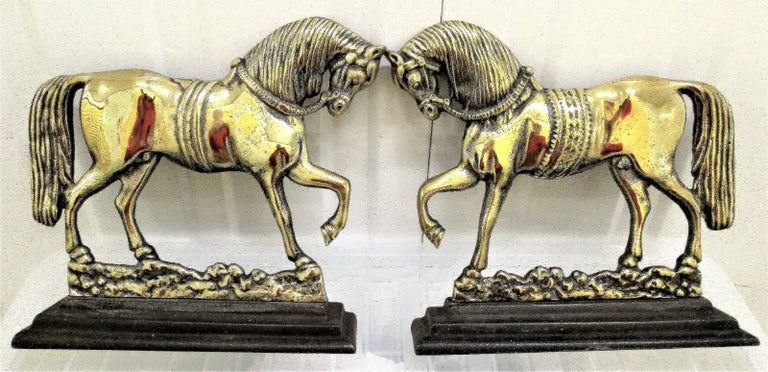 Pair of Antique English Georgian Brass Chimney Horses