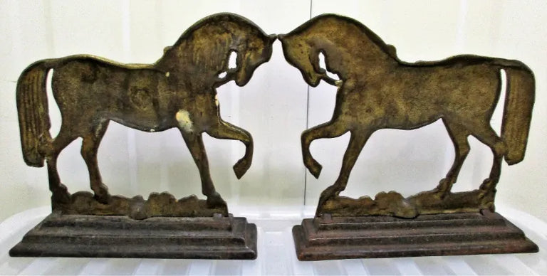 Pair of Antique English Georgian Brass Chimney Horses