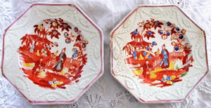 Pair of Antique Georgian Chinoiserie Tea Plates