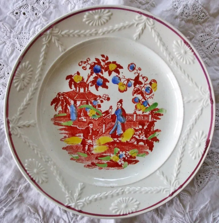 Pair of Antique Georgian Chinoiserie Tea Plates