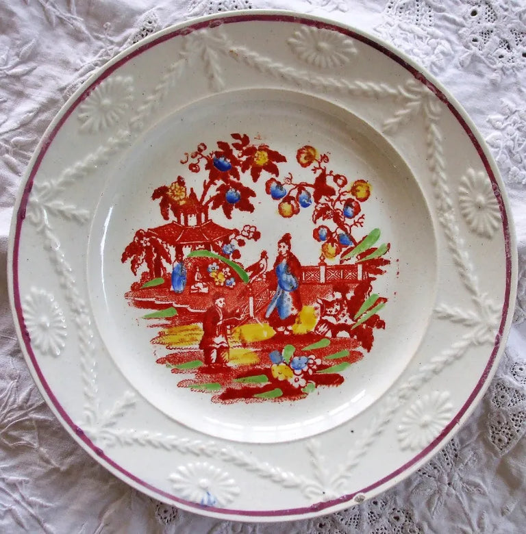 Pair of Antique Georgian Chinoiserie Tea Plates