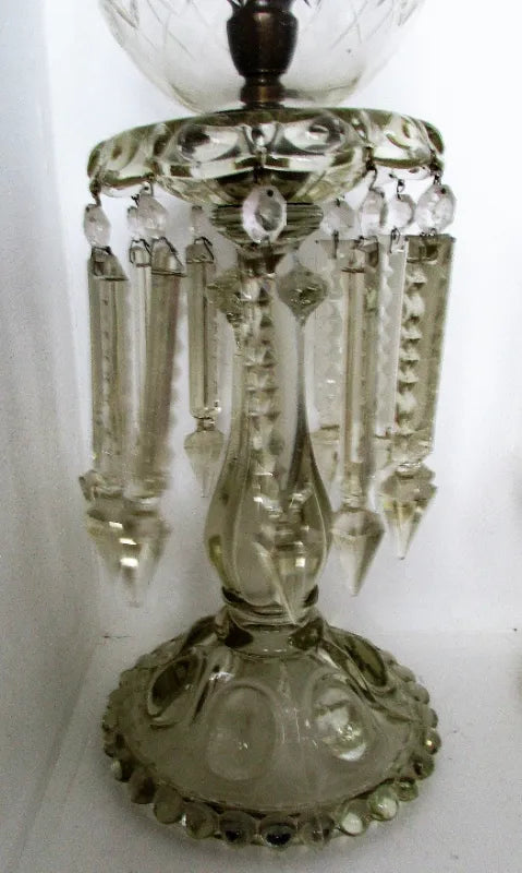 Pair of Antique English Victorian Clear Glass Candle-lustres