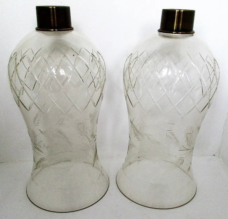 Pair of Antique English Victorian Clear Glass Candle-lustres