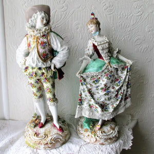 Pair of Antique "Dresden" Porcelain Figurines