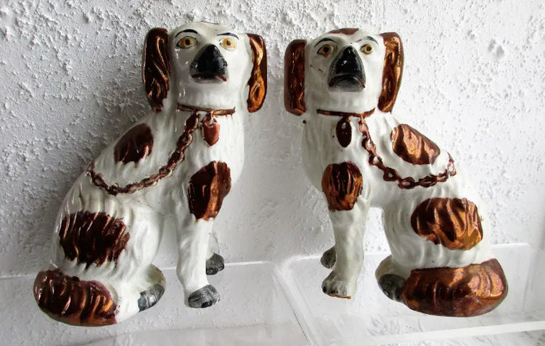Pair of Antique English Victorian Staffordshire Pottery 