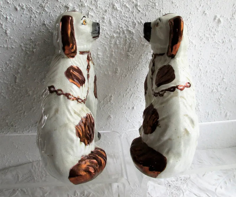 Pair of Antique English Victorian Staffordshire Pottery 