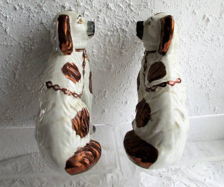 Pair of Antique English Victorian Staffordshire Pottery 
