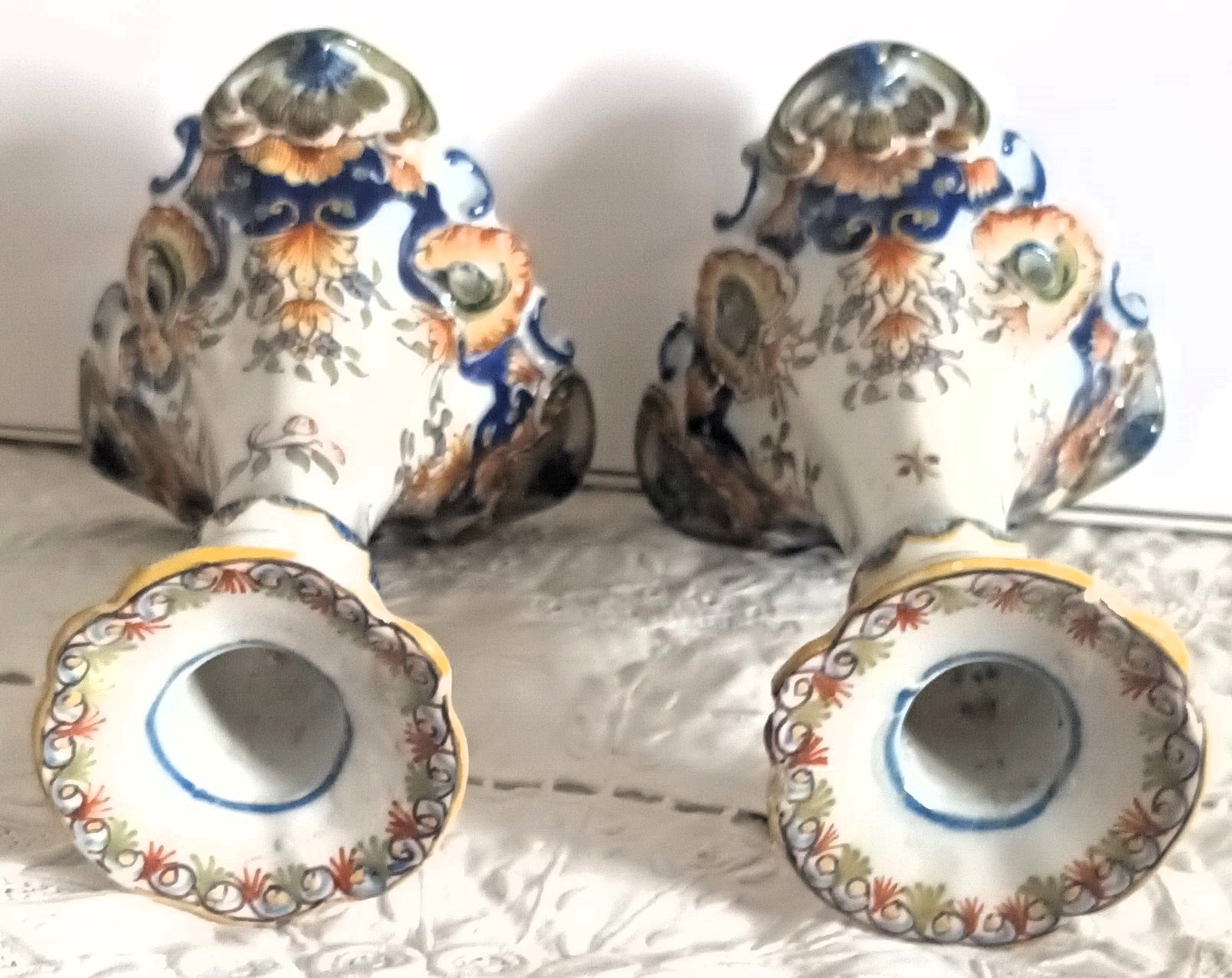Pair of Antique Desvres French Faience Candlesticks – Applecross