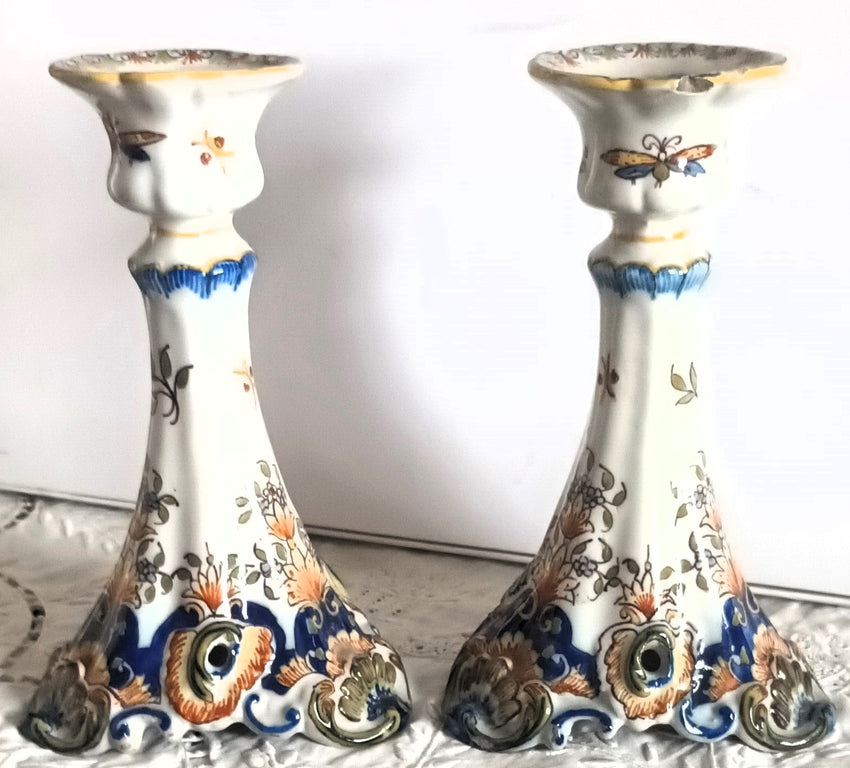 Pair Desvres Candlesticks 1e