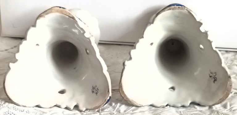 Pair of Antique Desvres French Faience Candlesticks