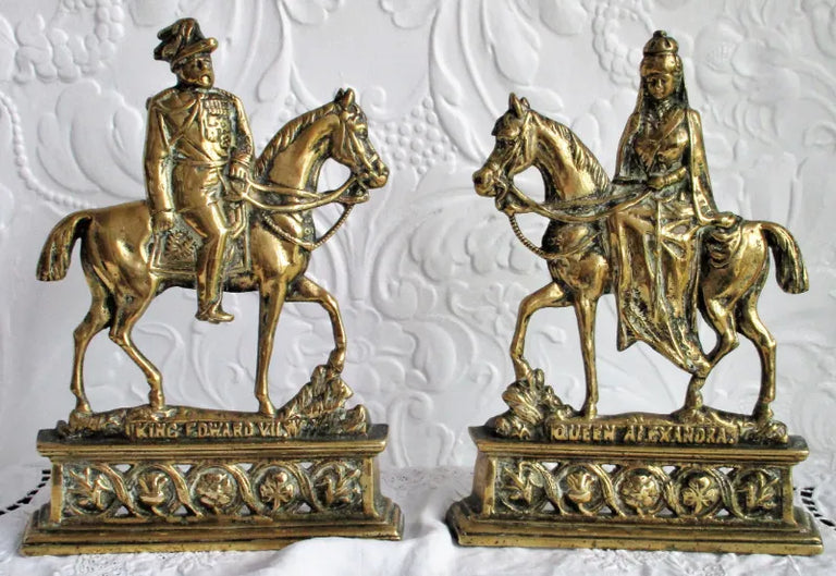 Pair of Antique Brass Chimney Ornaments ~ 