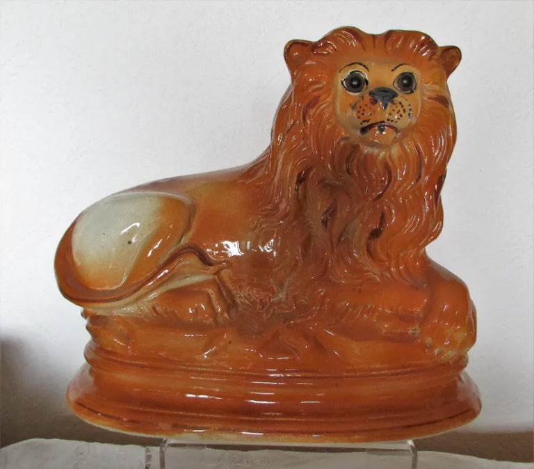 Pair of Antique Edwardian Staffordshire Lions