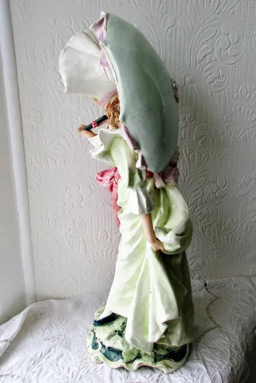 Pair of Antique French Faience Figurines  ~ A Gallant and his Lady