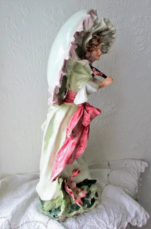 Pair of Antique French Faience Figurines  ~ A Gallant and his Lady