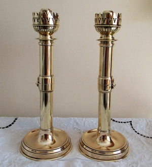 Pair of Antique French Metamorphic Brass Candlesticks