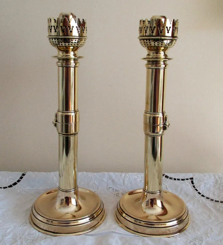 Pair of Antique French Metamorphic Brass Candlesticks