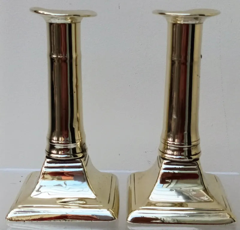 Pair of Antique English Georgian Brass Candlesticks