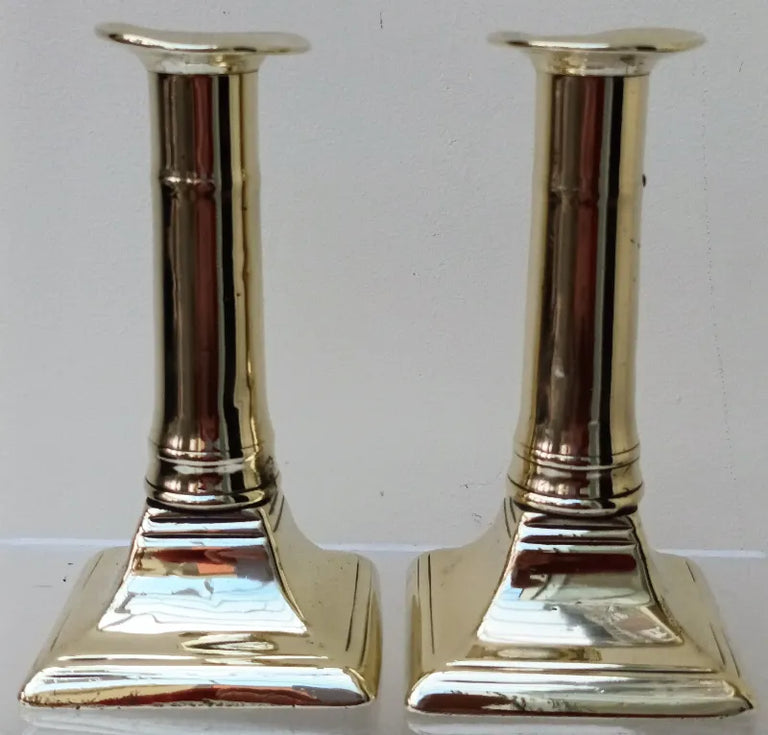 Pair of Antique English Georgian Brass Candlesticks