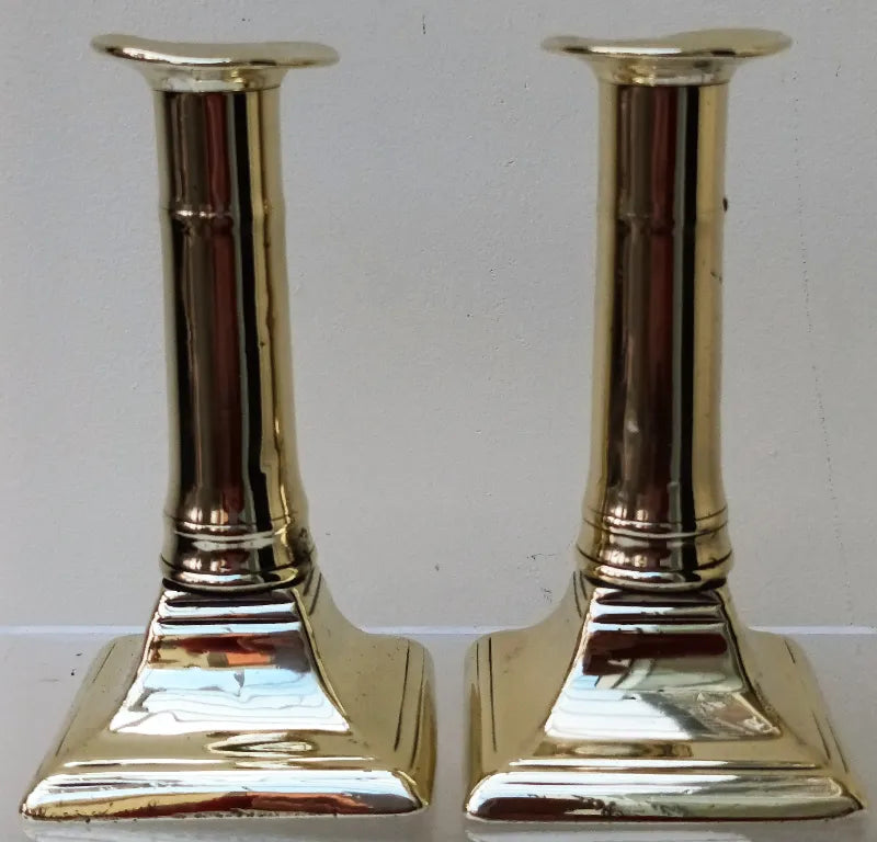 Pair of Antique English Georgian Brass Candlesticks