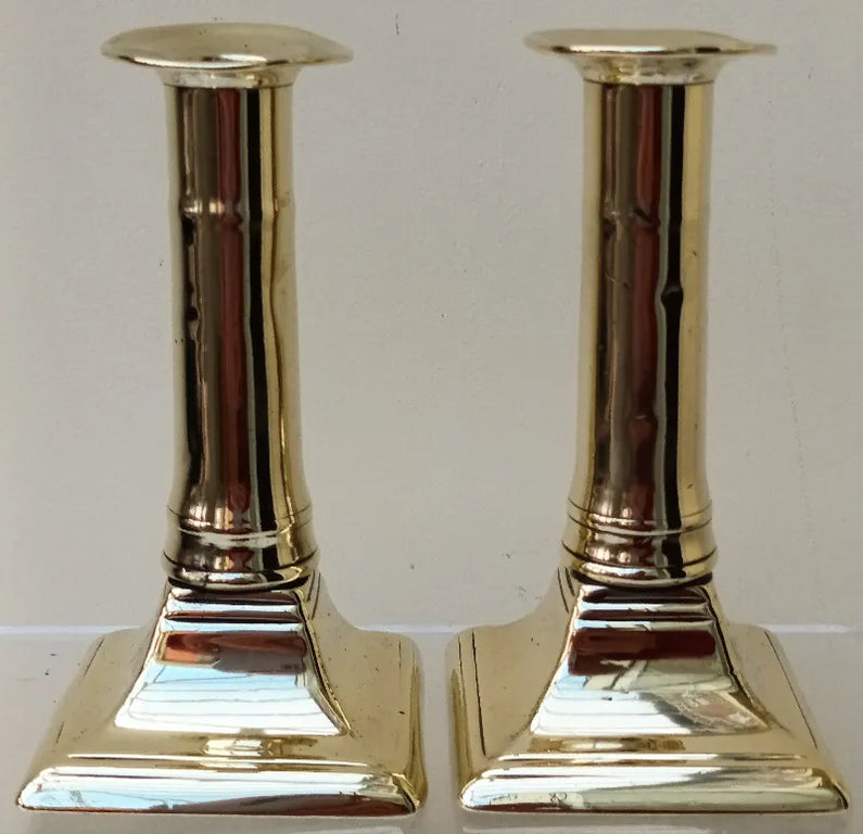 Pair of Antique English Georgian Brass Candlesticks