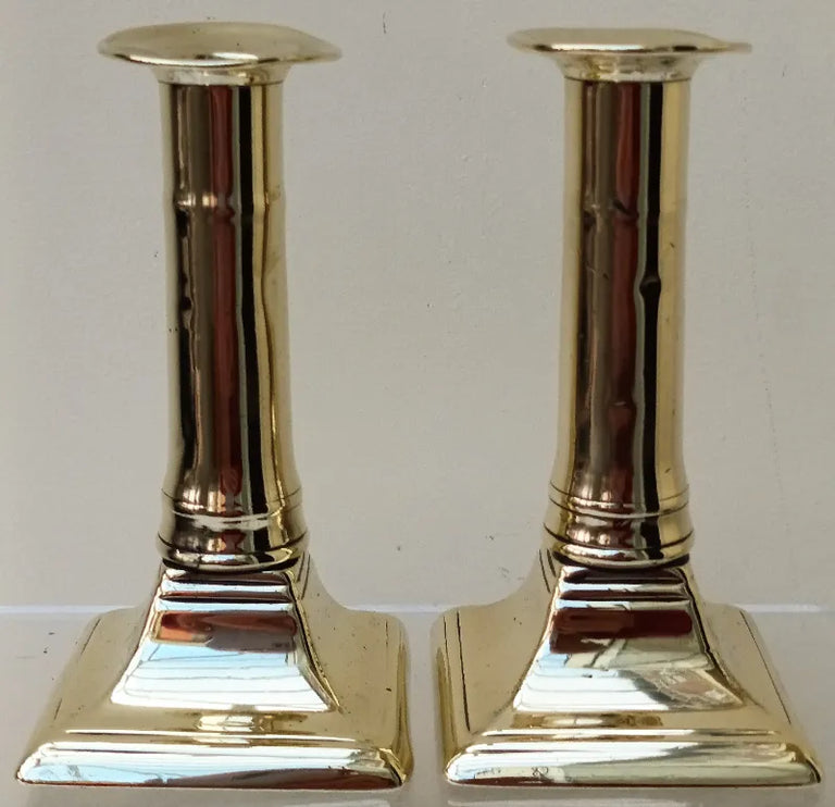 Pair of Antique English Georgian Brass Candlesticks