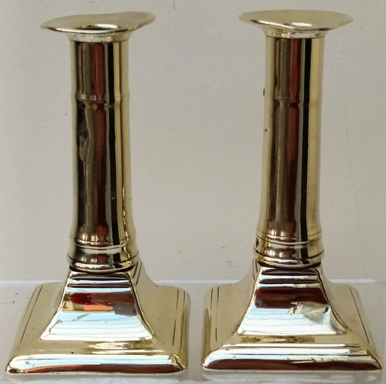 Pair of Antique English Georgian Brass Candlesticks