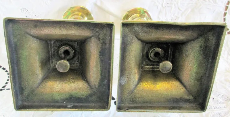 Pair of Antique English Georgian Brass Candlesticks