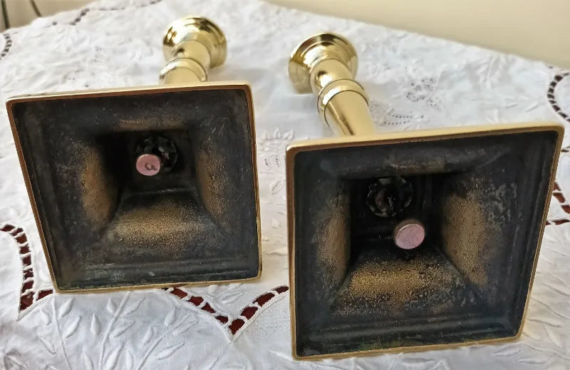 Pair of Antique English Georgian Brass Candlesticks