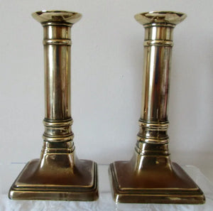 Pair of Antique English Georgian Brass Candlesticks