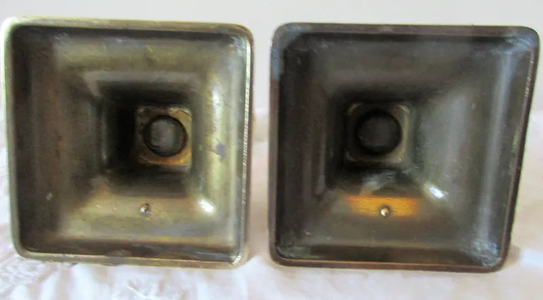 Pair of Antique English Georgian Brass Candlesticks