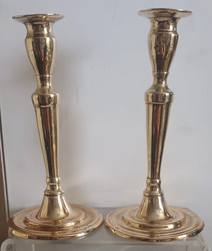 Pair Georgian Brass Candlesticks 25a