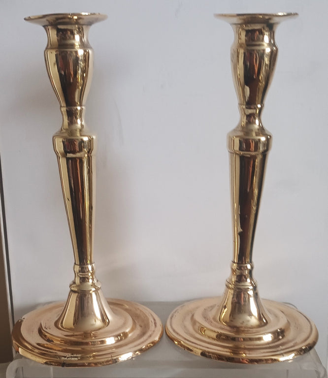 Pair Georgian Brass Candlesticks 25b