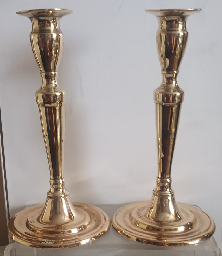 Pair Georgian Brass Candlesticks 25b