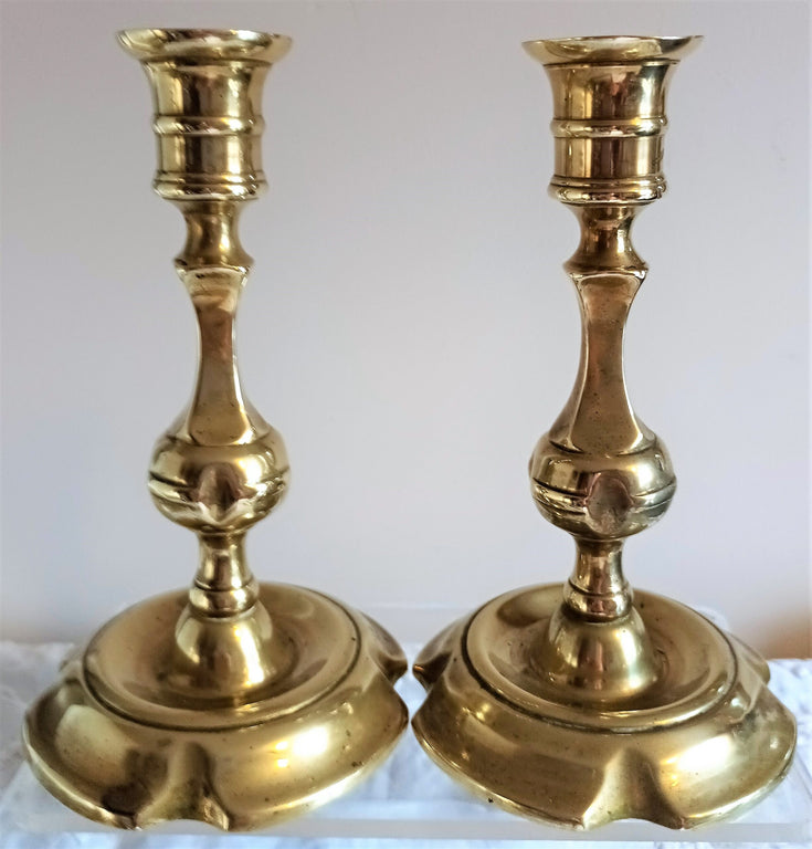 Pair Georgian Brass Candlesticks 27a
