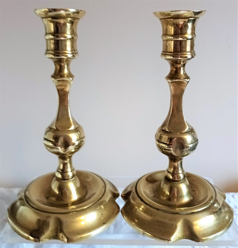 Pair Georgian Brass Candlesticks 27a