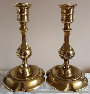 Pair Georgian Brass Candlesticks 27a 2