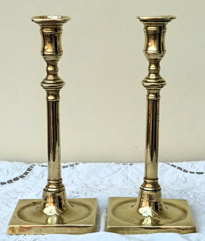 Pair Georgian Brass Candlesticks 29a