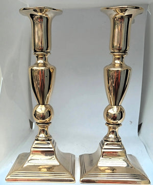 Pair Georgian Brass Candlesticks 30a